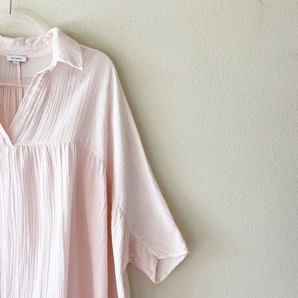 RHODE Crinkle Cotton Pink Oversized Midi Dress - Picture 3 of 12